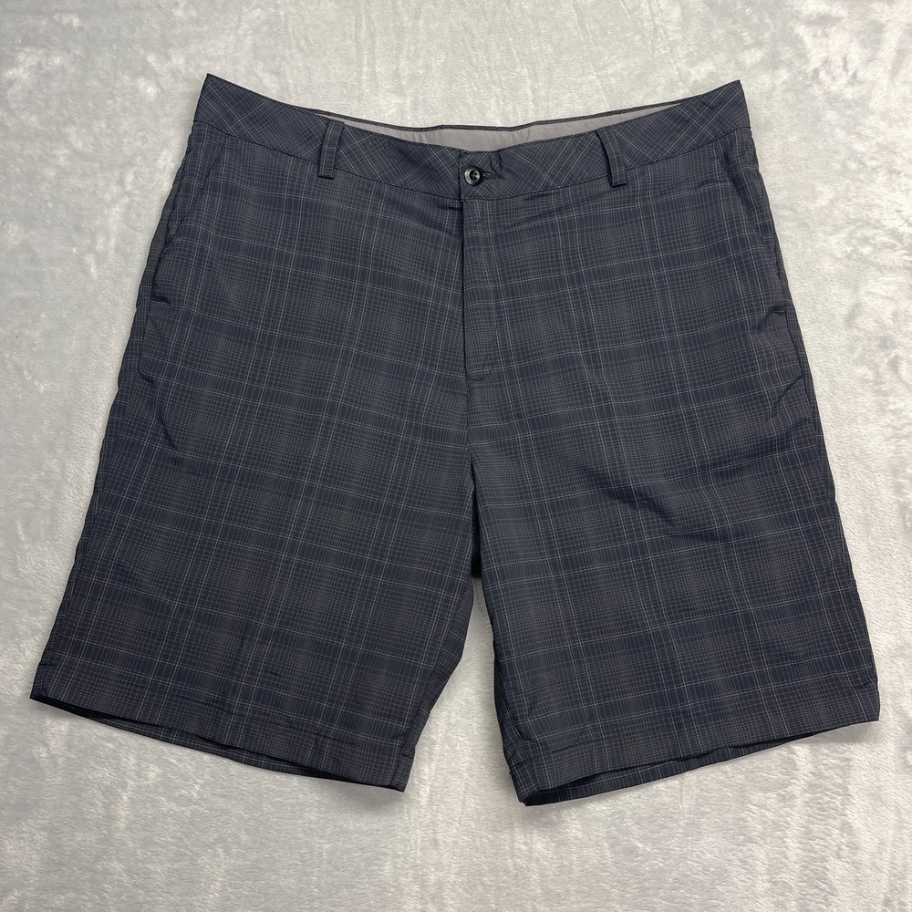 Under Armour Shorts Mens 40 Gray Plaid Flat Front Golf Performance Athleisure